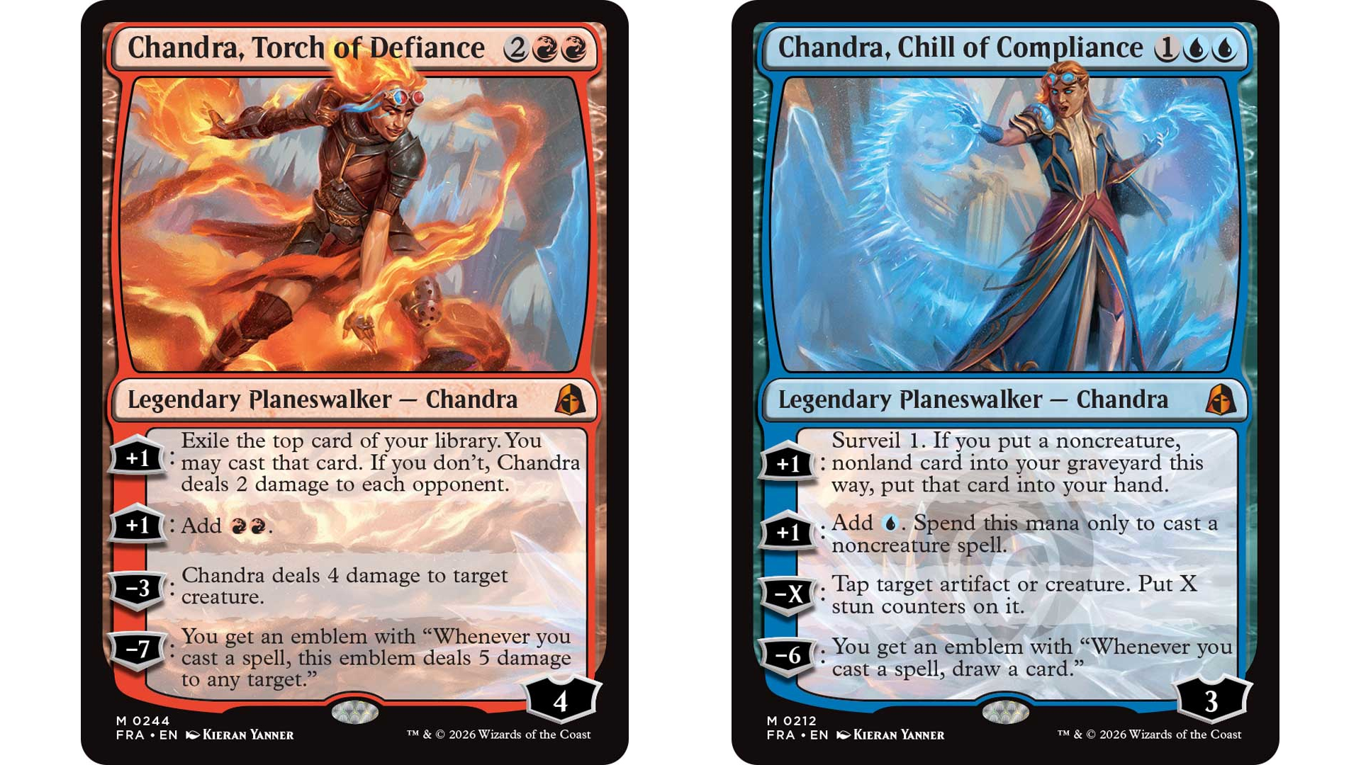 Chandra, Torch of Defiance y Chandra, Chill of Compliance - Reality Fracture